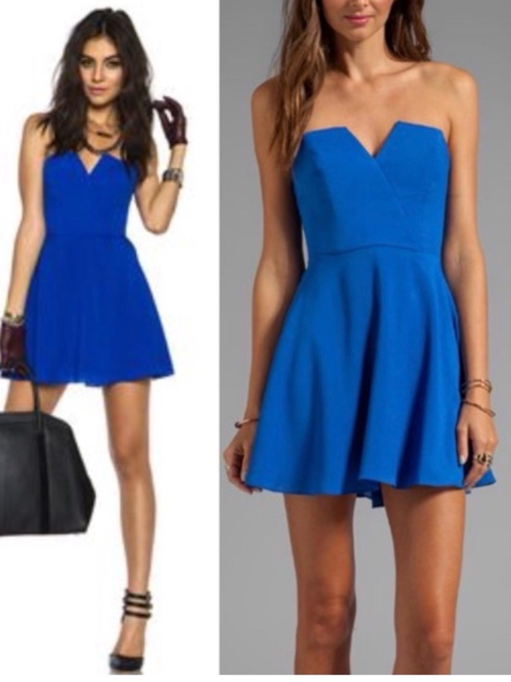 Likely Strapless V-Neck Skater Dress in Bold Blue